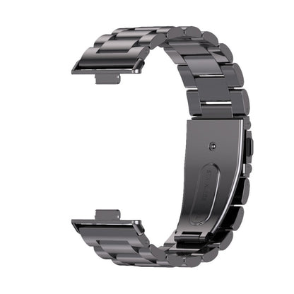 For Huawei Watch Fit3 MIJOBS Three-Beads Stainless Steel Watch Band(Black)