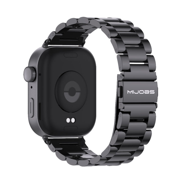 For Huawei Watch Fit3 MIJOBS Three-Beads Stainless Steel Watch Band(Black)