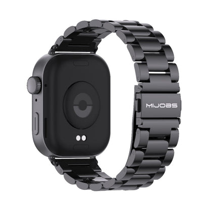 For Huawei Watch Fit3 MIJOBS Three-Beads Stainless Steel Watch Band(Black)