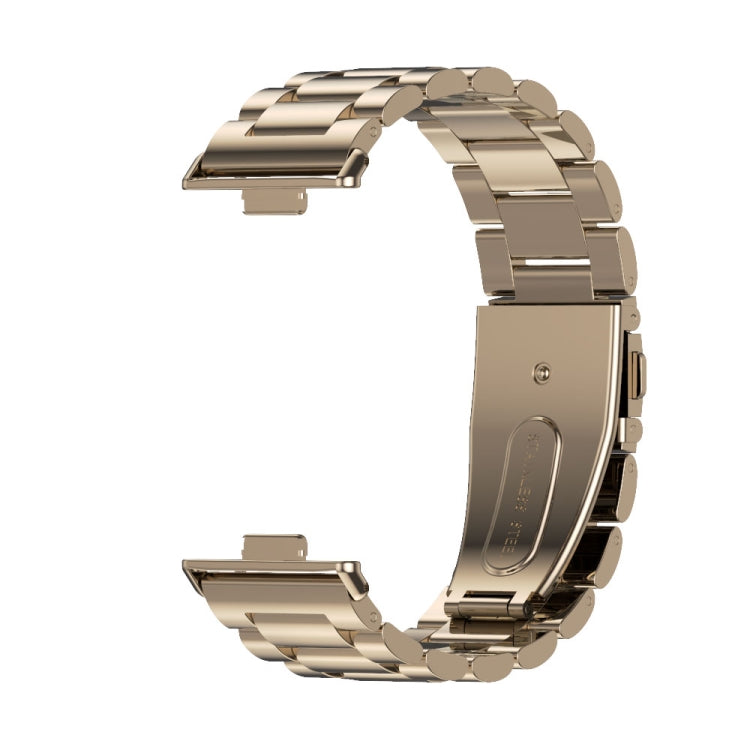 For Huawei Watch Fit3 MIJOBS Three-Beads Stainless Steel Watch Band(Light Gold)