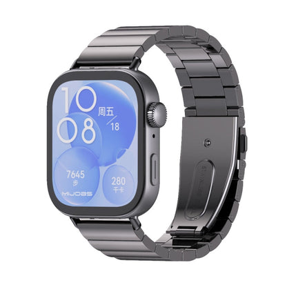 For Huawei Watch Fit3 MIJOBS Bamboo Stainless Steel Watch Band(Black)