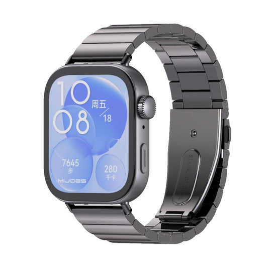 For Huawei Watch Fit3 MIJOBS Bamboo Stainless Steel Watch Band(Black)
