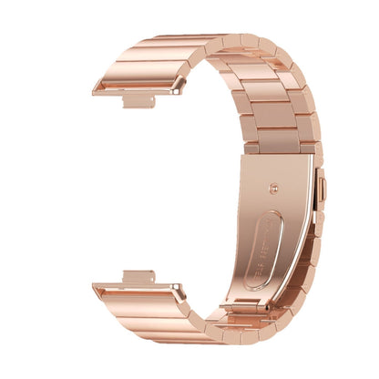 For Huawei Watch Fit3 MIJOBS Bamboo Stainless Steel Watch Band(Rose Gold)