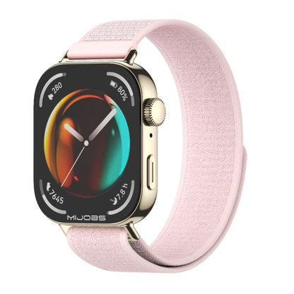 For Huawei Watch Fit3 MIJOBS Nylon Watch Band Wristband(Pink Light Gold)