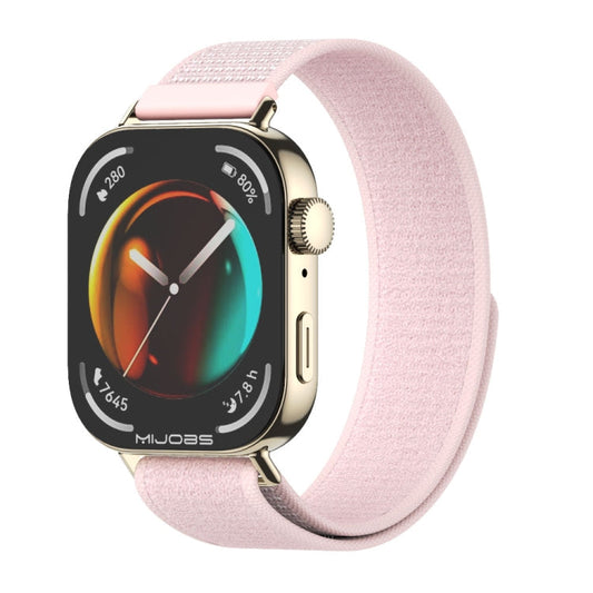 For Huawei Watch Fit3 MIJOBS Nylon Watch Band Wristband(Pink Light Gold)