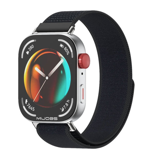 For Huawei Watch Fit3 MIJOBS Nylon Watch Band Wristband(Black Silver)