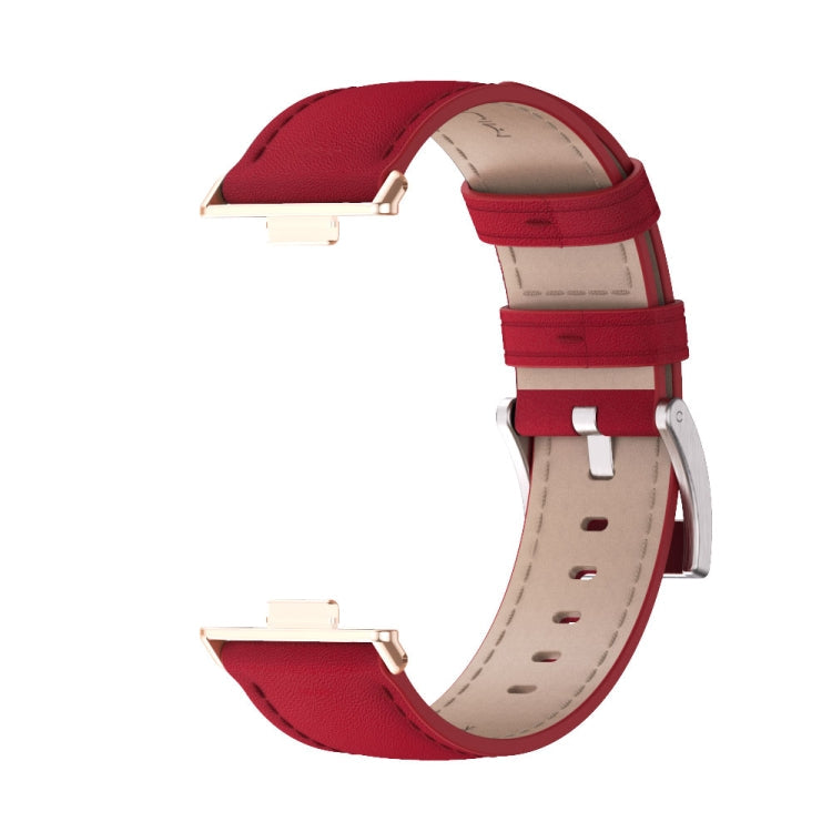 For Huawei Watch Fit3 MIJOBS Genuine Leather Watch Band(Red Rose Gold)