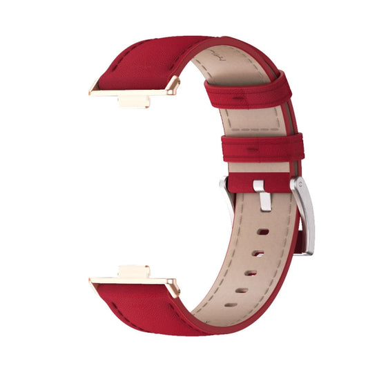 For Huawei Watch Fit3 MIJOBS Genuine Leather Watch Band(Red Rose Gold)