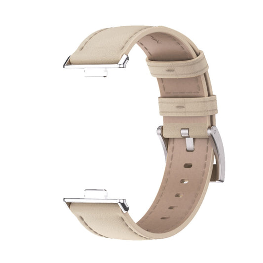 For Huawei Watch Fit3 MIJOBS Genuine Leather Watch Band(Beige Silver)
