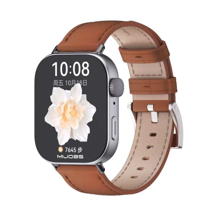 For Huawei Watch Fit3 MIJOBS Genuine Leather Watch Band(Brown Black)