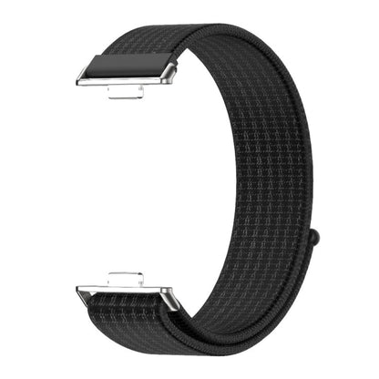 For Huawei Watch Fit3 MIJOBS Breathable Nylon Loop Watch Band(Black Silver)