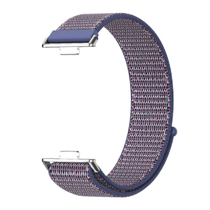 For Huawei Watch Fit3 MIJOBS Breathable Nylon Loop Watch Band(Midnight Blue Silver)