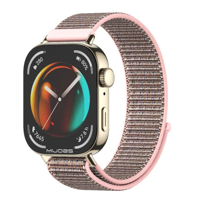 For Huawei Watch Fit3 MIJOBS Breathable Nylon Loop Watch Band(Pink Sand Light Gold)