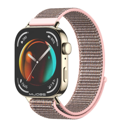 For Huawei Watch Fit3 MIJOBS Breathable Nylon Loop Watch Band(Pink Sand Light Gold)