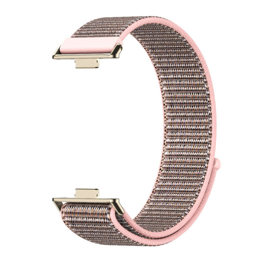 For Huawei Watch Fit3 MIJOBS Breathable Nylon Loop Watch Band(Pink Sand Light Gold)