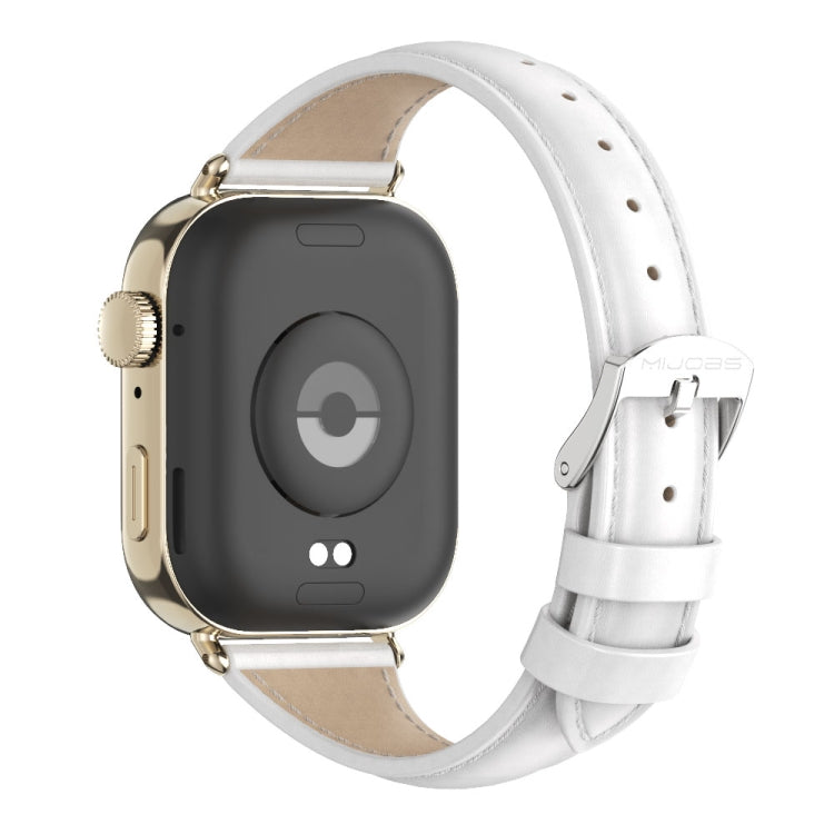 For Huawei Watch Fit3 MIJOBS Slim Genuine Leather Watch Band(White Light Gold)