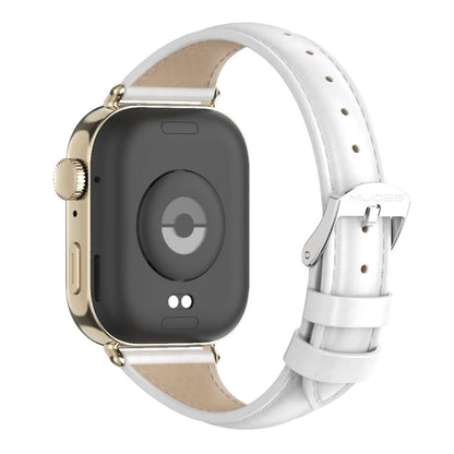 For Huawei Watch Fit3 MIJOBS Slim Genuine Leather Watch Band(White Light Gold)