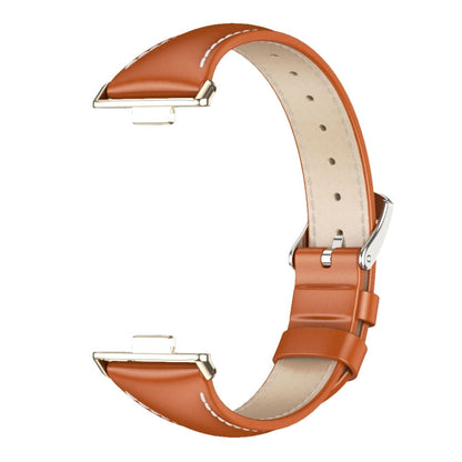 For Huawei Watch Fit3 MIJOBS Slim Genuine Leather Watch Band(Orange Light Gold)