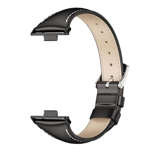 For Huawei Watch Fit3 MIJOBS Slim Genuine Leather Watch Band(Black)