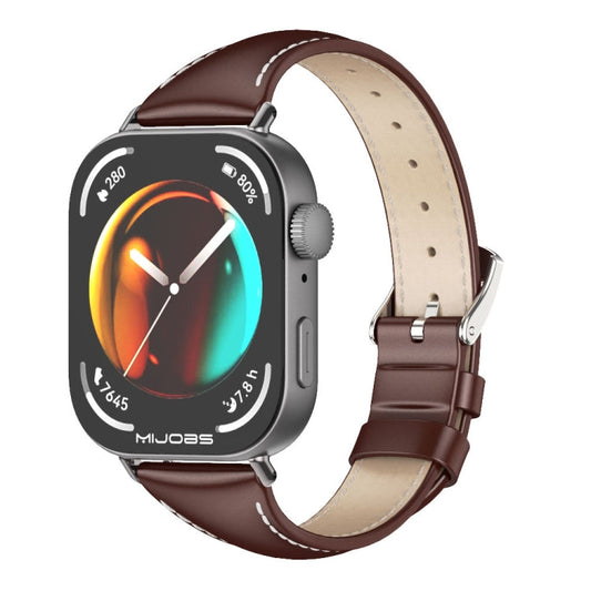For Huawei Watch Fit3 MIJOBS Slim Genuine Leather Watch Band(Coffee Black)