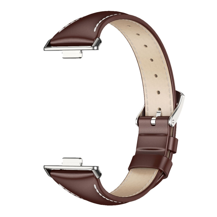 For Huawei Watch Fit3 MIJOBS Slim Genuine Leather Watch Band(Coffee Black)