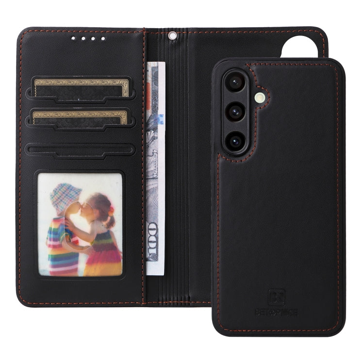 For Galaxy S24 FE 5G BETOPNICE BN-005 2 in 1 Detachable Imitate Genuine Leather Phone Case(Black)