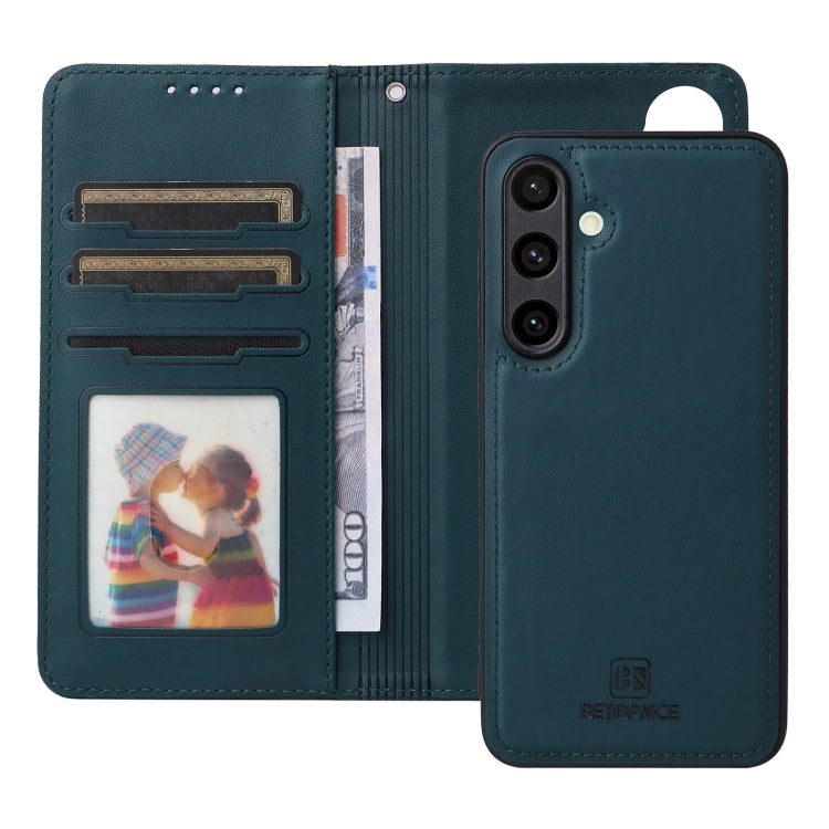 Pour Samsung Galaxy S24 FE 5G BETOPNICE BN-005 Étui de téléphone détachable 2 en 1 en simili cuir véritable (Bleu)