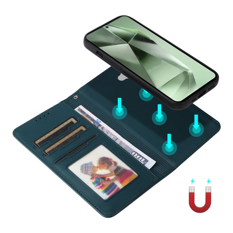 Pour Samsung Galaxy S24 FE 5G BETOPNICE BN-005 Étui de téléphone détachable 2 en 1 en simili cuir véritable (Bleu)