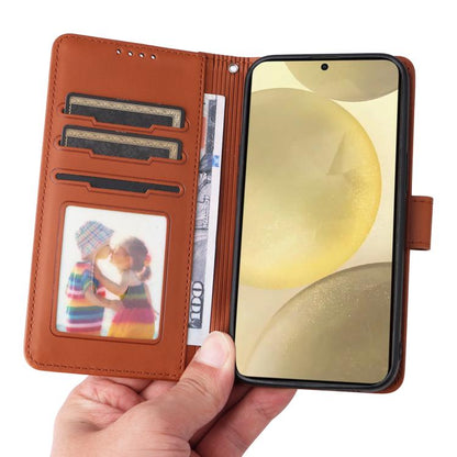 For Galaxy S25 5G BETOPNICE BN-005 2 in 1 Detachable Imitate Genuine Leather Phone Case(Brown)