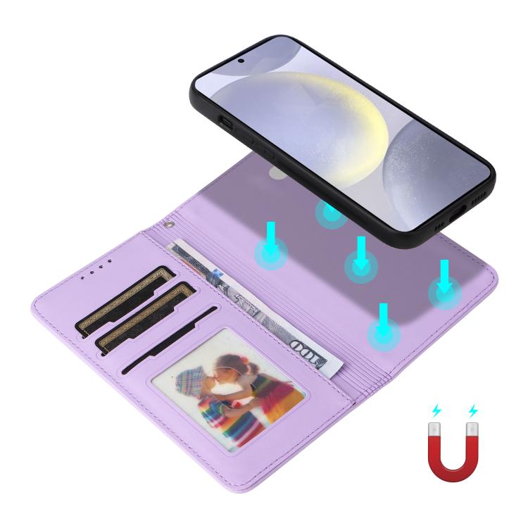 For Galaxy S25+ 5G BETOPNICE BN-005 2 in 1 Detachable Imitate Genuine Leather Phone Case(Light Purple)