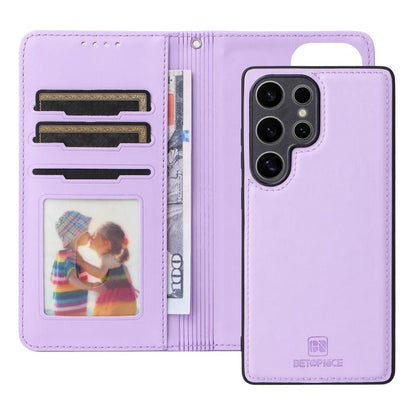For Samsung Galaxy S25 Ultra 5G BETOPNICE BN-005 2 in 1 Detachable Imitate Genuine Leather Phone Case(Light Purple)