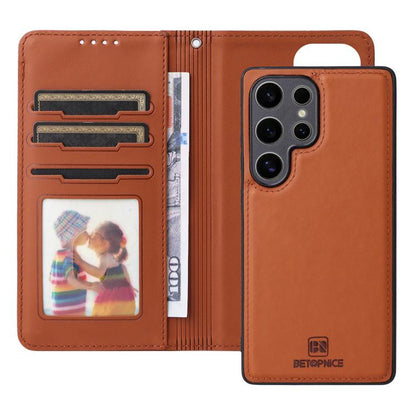 For Samsung Galaxy S25 Ultra 5G BETOPNICE BN-005 2 in 1 Detachable Imitate Genuine Leather Phone Case(Brown)