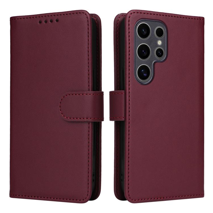 For Samsung Galaxy S25 Ultra 5G BETOPNICE BN-005 2 in 1 Detachable Imitate Genuine Leather Phone Case(Wine Red)