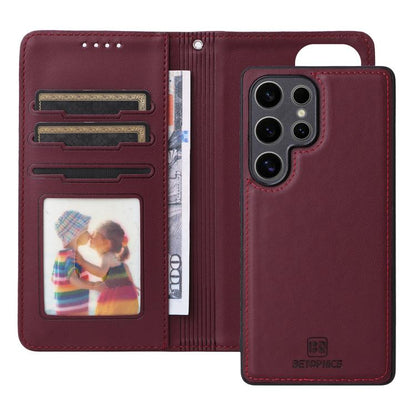 For Samsung Galaxy S25 Ultra 5G BETOPNICE BN-005 2 in 1 Detachable Imitate Genuine Leather Phone Case(Wine Red)