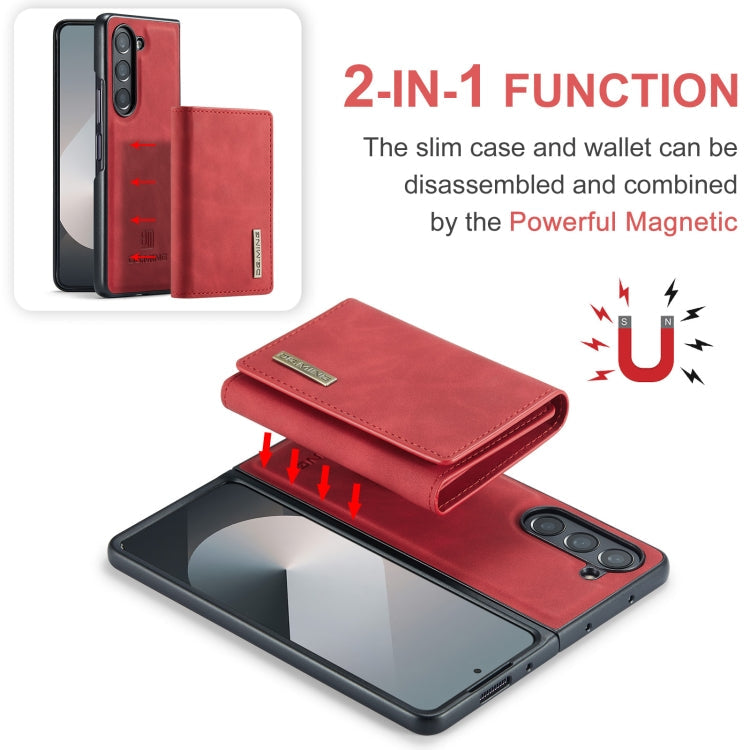 For Samsung Galaxy Z Fold6 DG.MING M1 Series 3-Fold Multi Card Wallet + Magnetic Phone Case(Red)