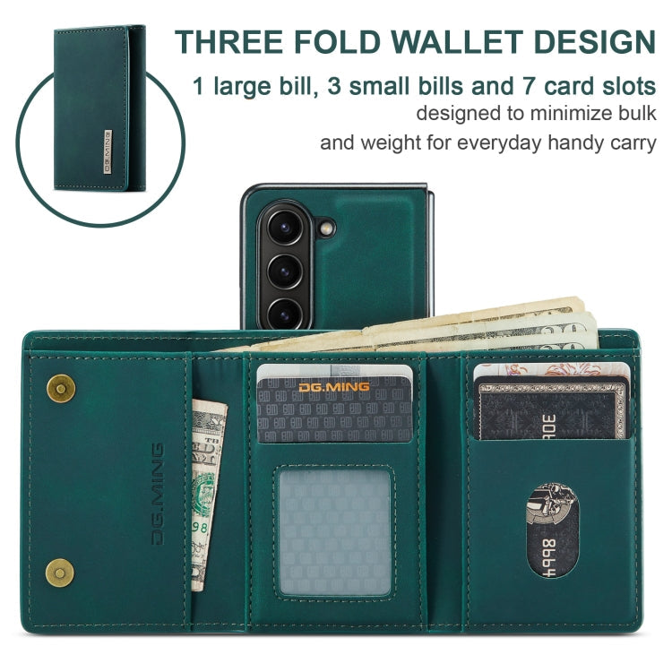 For Samsung Galaxy Z Fold6 DG.MING M1 Series 3-Fold Multi Card Wallet + Magnetic Phone Case(Green)