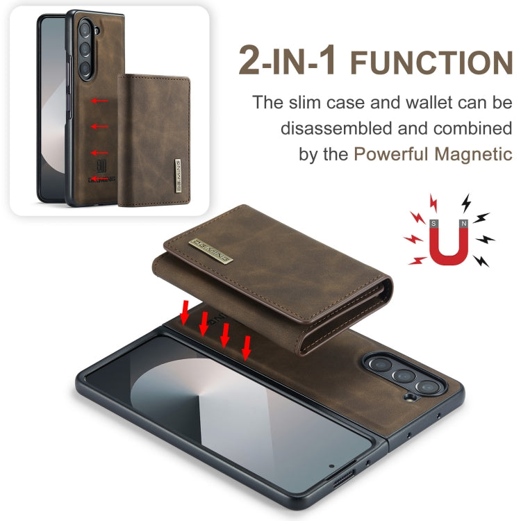 For Samsung Galaxy Z Fold6 DG.MING M1 Series 3-Fold Multi Card Wallet + Magnetic Phone Case(Coffee)