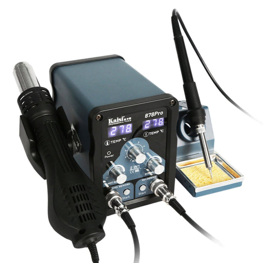 Kaisi 878Pro 2 in 1 Smart Sleep Lead-free Digital Display Hot Air Gun Soldering Iron Station, Plug:US Plug