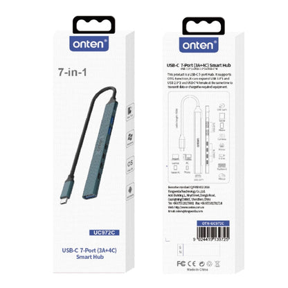 Onten UC972C 7 in 1 USB-C / Type-C to USB3.0 + USB2.0x2 + Type-Cx4 HUB Docking Station(Pine Green)
