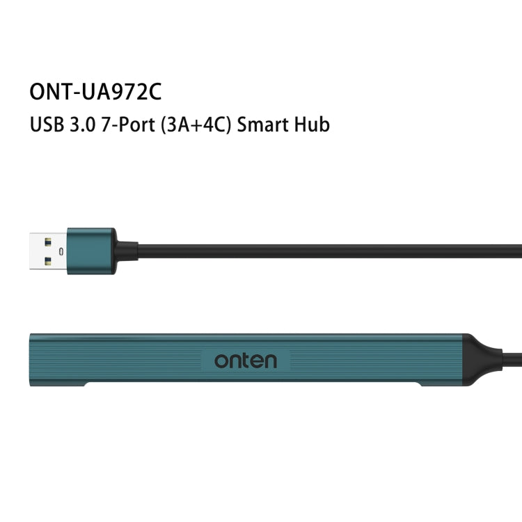 Onten UA972C 7 in 1 USB3.0 to USB3.0 + USB2.0x2 + Type-Cx4 HUB Docking Station(Pine Green)