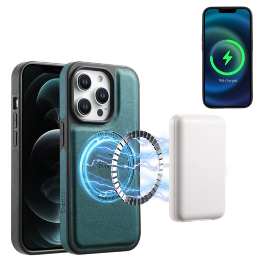 Pour iPhone 12 Pro Max Étui Denior A13 avec sensation de peau, compatible MagSafe (Bleu)