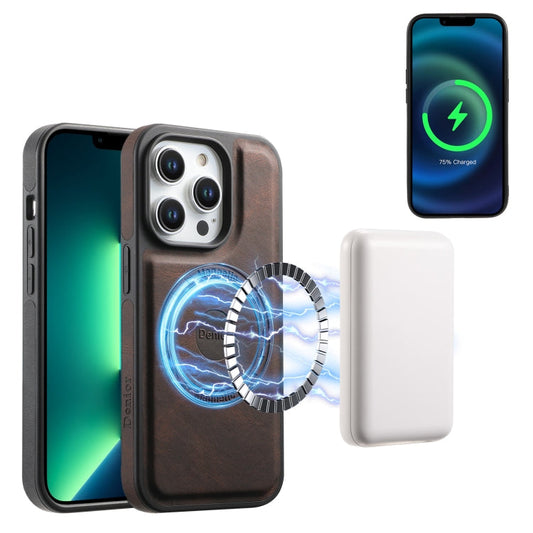 Pour iPhone 13 Pro Max Étui de téléphone Denior A13 Skin Feel MagSafe (Marron)