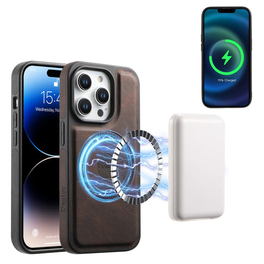 Pour iPhone 14 Pro Coque Dénor A13 toucher doux avec MagSafe (Marron)