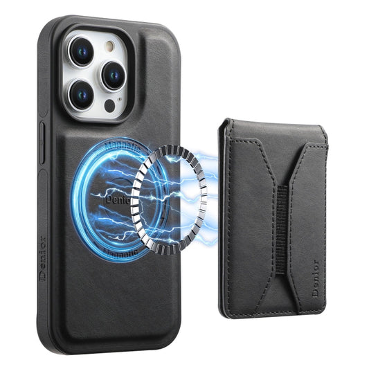 Pour iPhone 12 Pro Max Étui de Téléphone avec Fente pour Cartes Détachable MagSafe Denior D17 Effet Cuir (Noir)