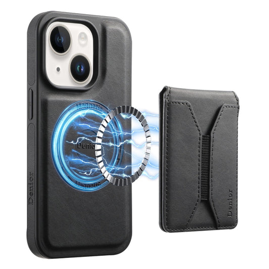 Pour iPhone 14 / 13 Denior D17 Coque Magnétique Détachable avec Porte-Cartes Toucher Peau (Noir)