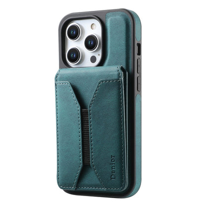 For iPhone 13 Pro Denior D17 Skin Feel MagSafe Detachable Card Slot Phone Case(Blue)