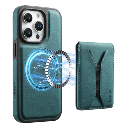 Pour iPhone 13 Pro Max Denior D17 Étui de téléphone avec fente pour carte détachable MagSafe en cuir (bleu)