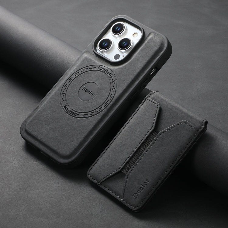 For iPhone 14 Pro Denior D17 Skin Feel MagSafe Detachable Card Slot Phone Case(Black)