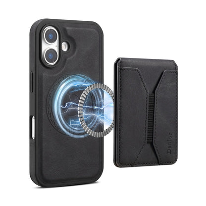 For iPhone 16 Denior D17 Skin Feel MagSafe Detachable Card Slot Phone Case(Black)
