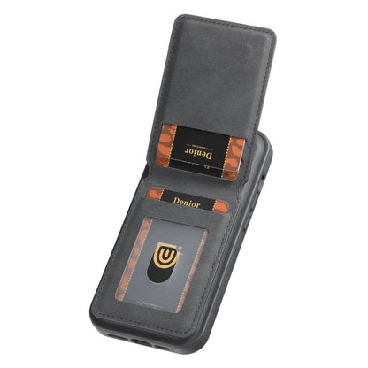 For iPhone 16 Denior D17 Skin Feel MagSafe Detachable Card Slot Phone Case(Black)